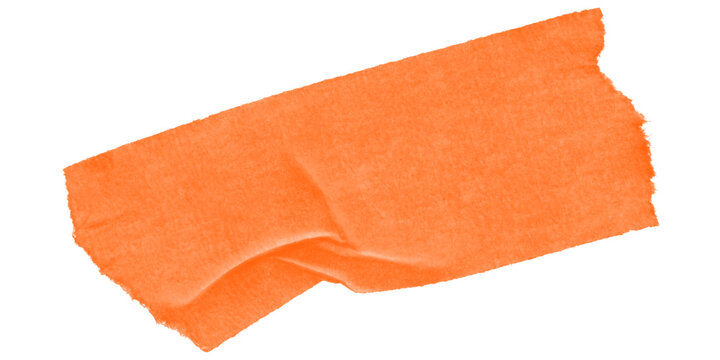 A vibrant orange tape piece ripped from the roll a testament to quick fixes and creative endeavors