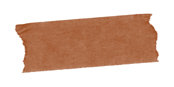 A single strip of brown packing tape with torn edges adhering to a solid black surface in low key