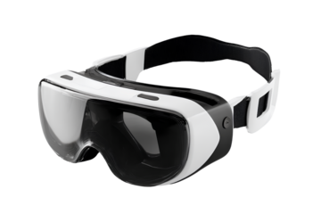 3d model of a virtual reality headset, white and black color palette