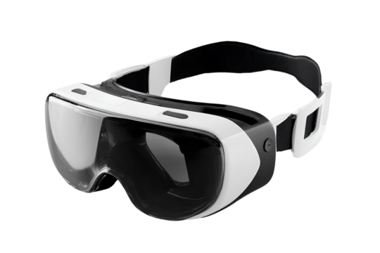 3d model of a virtual reality headset, white and black color palette