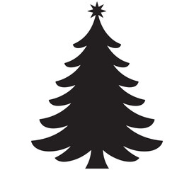 Minimal Christmas Tree Silhouette Vector Illustration with Star and Seasonal Decoration