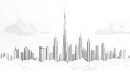 Cityscape drawing monochrome skyline