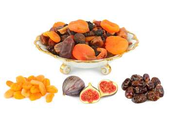 Assortment of Dried Fruits on White Background