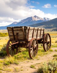 Old wagon in a meadow
