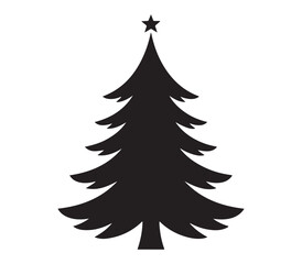 Obraz premium Minimal Christmas Tree Silhouette Vector Illustration with Star and Seasonal Decoration