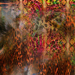 Colorful fashion print leopard designs.Fabric fashion pattern.Wave textile print design,illustration.Fractal colorful pattern.Print pattern illustration.New season fabric print.Textile fashion pattern