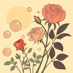 Delicate Pink Roses with Bubbles and Soft Background