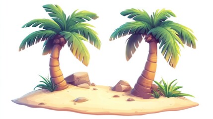 Tropical island scene illustration
