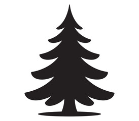 Christmas Tree Silhouette Icon Vector with Star on Top for Holiday Decoration