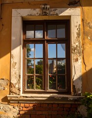 Old window in a weathered building