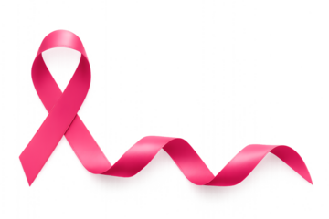 Pink ribbon for breast cancer awareness with glowing effect on black background cancer ribbon isolated on a transparent background