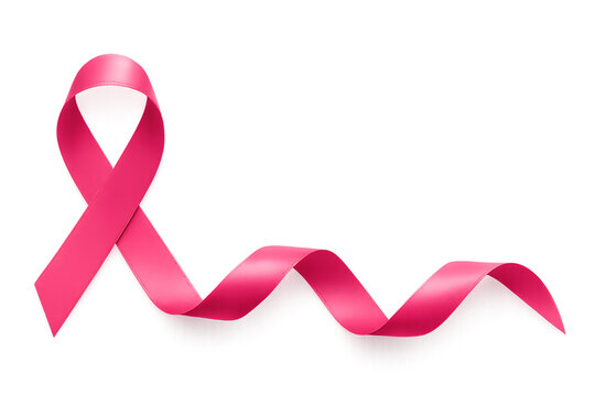 Pink ribbon for breast cancer awareness with glowing effect on black background cancer ribbon isolated on a transparent background
