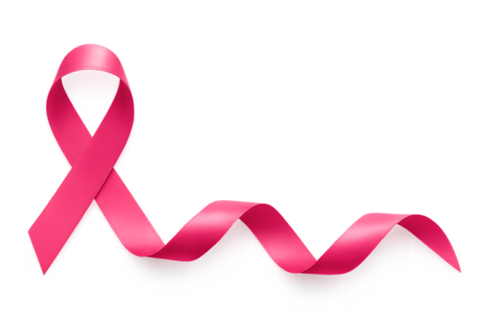 Pink ribbon for breast cancer awareness with glowing effect on black background cancer ribbon isolated on a transparent background