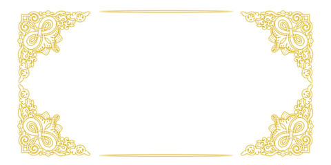 Elegant Ornamental Gold Frame on Black Background Design