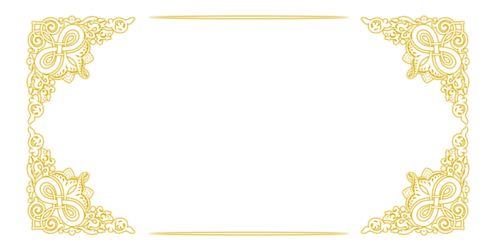 Elegant Ornamental Gold Frame on Black Background Design - Powered by Adobe