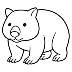 Obraz premium Adorable Cartoon Wombat Outline for Kids Coloring Pages and Printable Activities, Featuring a Cute Australian Marsupial in a Simple Black and White Style, Perfect for Creative Fun and Educational Use.