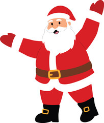 happy Santa Claus character presenting hand for festive, cheerful papa christmas cartoon showing flat design, funny Santa Claus cartoon isolated illustration