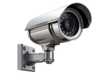 cctv camera isolated on a transparent background, white background, png file
