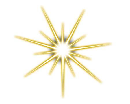 Golden starburst light effect on black background