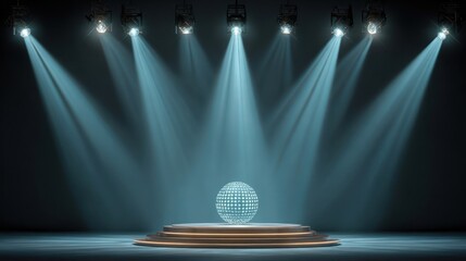 Empty stage with spotlight and orb