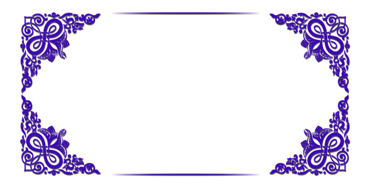 Ornate Purple Floral Border Frame on Black Background