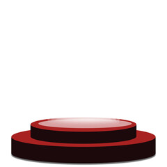 Red stage with spotlight in dark room