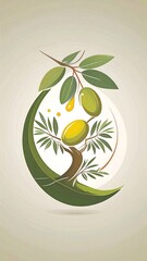 Olive branch with olives in abstract design