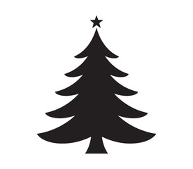 Obraz premium Black Silhouette of Christmas Tree with Star Decoration Vector Illustration for Holidays