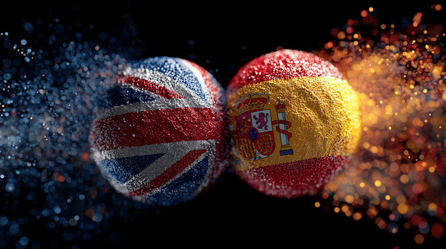 Uk spain conflict illustration flags collision competition trade relations