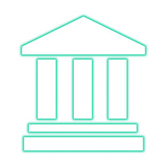 A teal building with columns isolated on transparent background