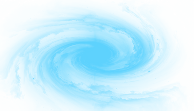 Abstract blue smoke shaping a spiral galaxy with vapor trails, captured in high-resolution PNG format with transparent background, ideal for design, digital art, and cosmic-themed creative projects