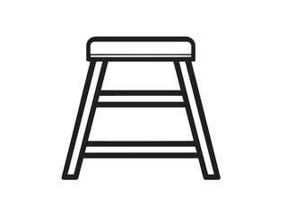 Clean Modern Step Stool Icon in Minimal Professional Vector Line Illustration