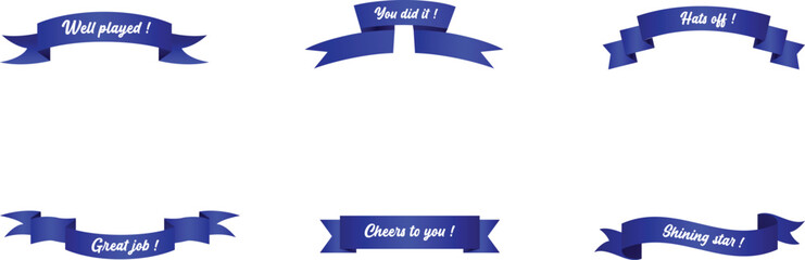 ribbons,banners,blue flat vector set of different folded blue ribbons and banners for advertising design elements