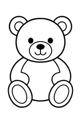 Adorable Teddy Bear Coloring Page for Kids - Simple Line Art Design, Perfect for Toddlers, Preschoolers, and Young Children to Learn Colors and Develop Motor Skills with this Cute Bear Illustration. F