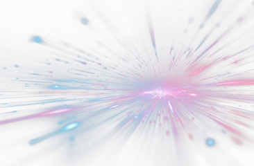 Cyberpunk light trails in motion or slow shutter effect. Neon stripes in the form of drill, turns and swirl. Panoramic high speed technology concept, neon lines on white transparent background in PNG	