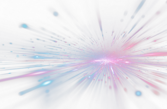 Cyberpunk light trails in motion or slow shutter effect. Neon stripes in the form of drill, turns and swirl. Panoramic high speed technology concept, neon lines on white transparent background in PNG	