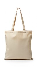 Here is a front studio shot of a plain canvas tote bag, a sustainable and reusable shopping option for everyday use, isolated on a white background .