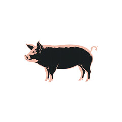  Silhouette of a Pig with Farm Animal Shape Livestock Symbol and Domestic Swine Illustration Isolated on White Background