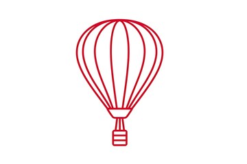 Obraz premium Detailed Red Outline of a Hot Air Balloon Against a Clean White Background, Perfect for Design