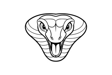 Minimalist cobra snake head illustration with hood extended design, isolated on a transparent background