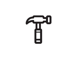 Minimal Tapping Hammer Icon in Clean Elegant Vector Line Art Illustration