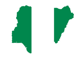 Nigeria flag outline with green and white stripes against a white background