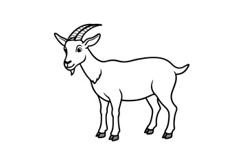 Obraz premium Goat standing profile view with textured horns and clean outline, isolated on a transparent background