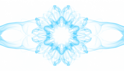 A delicate blue smoke forming a snowflake with soft, curled arms, perfect for winter-themed designs, holiday decorations, and frosty backgrounds