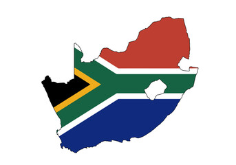 South Africas flag colors fill its country outline showcasing a unique geographic representation