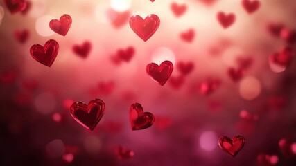 Numerous red hearts floating in a soft, bokehfilled background, symbolizing love, romance, and affection 4k video - Powered by Adobe