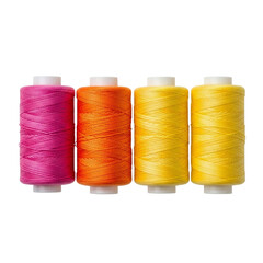 Sewing Threads Bright Pink Orange and Yellow Textile Bobbins Colorful Crafts and Fashion on transparent background
