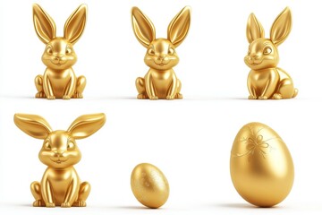 chinese rabbits collection of golden bunnies isolated on white background symbol of 2023 year. Stock’ becomes ‘collection of golden chinese rabbits on white background representing the year 2023,