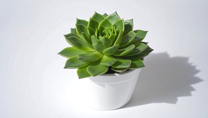 Succulent plant in white pot, bright light