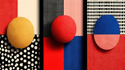   Red, yellow and blue object in black & white checkers
